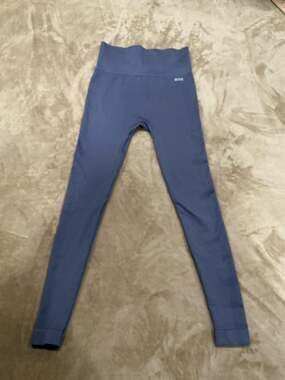 White Fox Active High Waisted Blue Ribbed Seamless Leggings Size Extra Small